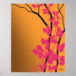 Poster Fuchsia d'orange de mandarine des fleurs de