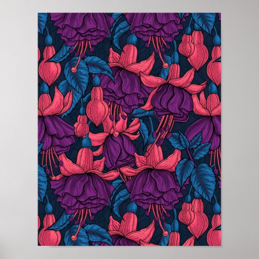 Poster Fuchsia en bleu et violet (Devant)