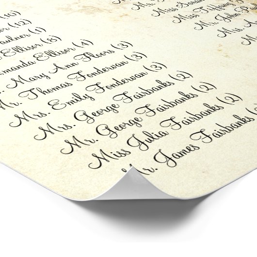 Poster Fuchsia Heart Tree 100 to 150 guests alphabetical (Coin)