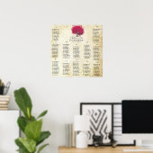 Poster Fuchsia Heart Tree 100 to 150 guests alphabetical (Bureau à domicile)
