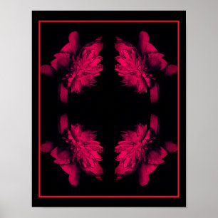Poster Fuchsia Peony Art Floral Abstrait