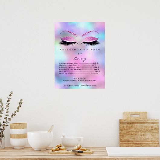 Poster Fuchsia rose Parties scintillant maquillage yeux c (Cuisine)