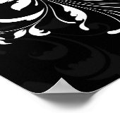 Poster Fuchsia Scroll Gerbera Daisy avec noir et blanc (Coin)