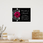 Poster Fuchsia Scroll Gerbera Daisy avec noir et blanc (Cuisine)