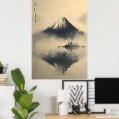 Poster FUJI - Minimalist Sumi-e Ink (Bureau à domicile)