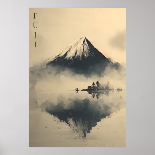 Poster FUJI - Minimalist Sumi-e Ink (Devant)