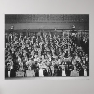 Poster FULL HOUSEaudience, vintage, théâtre, foule, gens