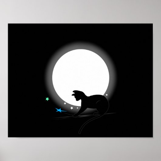 Poster Full Moon Black Cat And Stars (Devant)