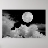 POSTER FULL MOON CLOUDS BLACK AND WHITE (Devant)