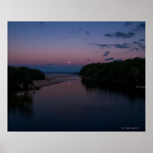 Poster Full Moon rising over Wattamolla Beach in the