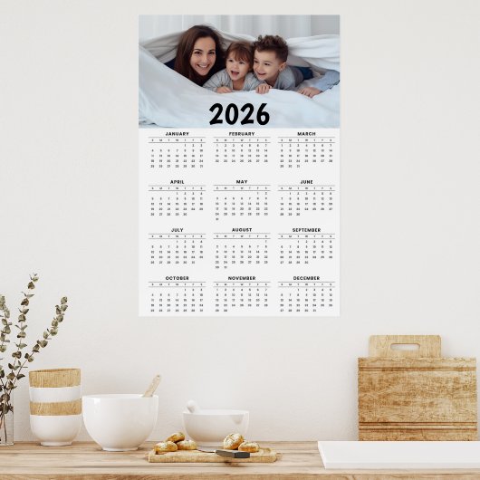 Poster Full-Year Calendar with Customizable Photo  (Cuisine)