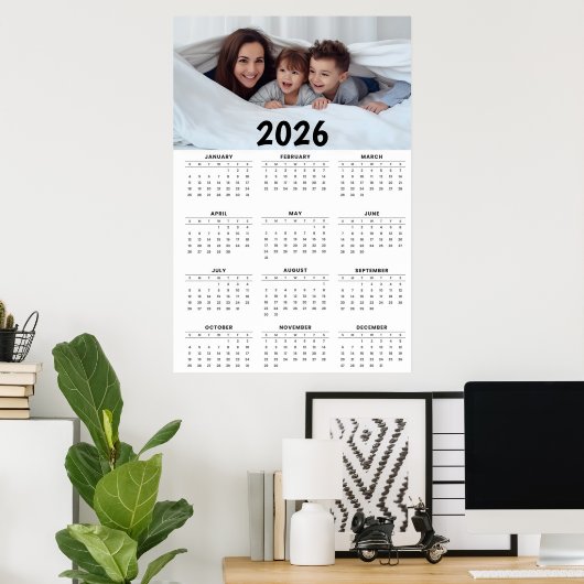 Poster Full-Year Calendar with Customizable Photo  (Bureau à domicile)