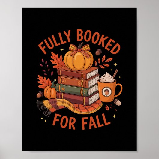 Poster Fully Booked For Fall Books Pumpkin Autumn Thanksg (Devant)