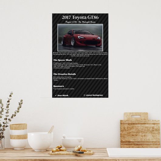 Poster Fully custom Car Show Spec Board (Cuisine)