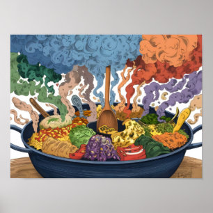 Poster Fumée colorée provenant de la nourriture Bowl