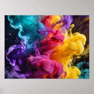 Poster Fumée colorée vibrante tourbillonnant dans une abs