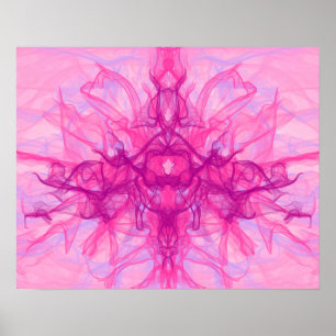 Poster FUMÉE ROSE - Art fractal moderne et abstrait -