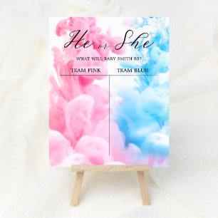 Poster Fumée rose et bleu Bébé Genre Reveillez Bienvenue