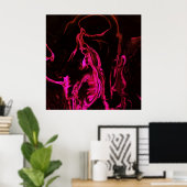 Poster Fumée rouge foncé obsédante d'un amour lointain su (Bureau à domicile)