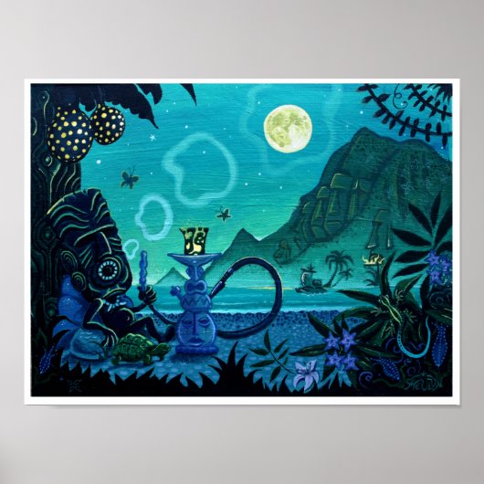 Poster 'Fumée soufflante sur la côte Turquoise' imprimé t (Devant)