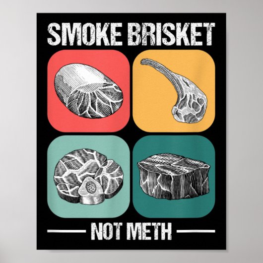 Poster Fumer Brisket Pas Drôle Brisket Bbq Grill (Devant)