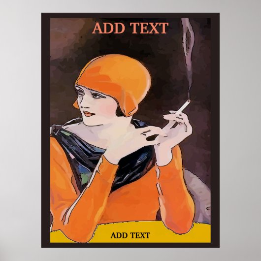 Poster Fumer Dame, ajouter du texte, Imprimer (Devant)