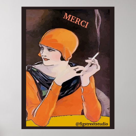 Poster Fumer Dame, ajouter du texte, Imprimer (Devant)
