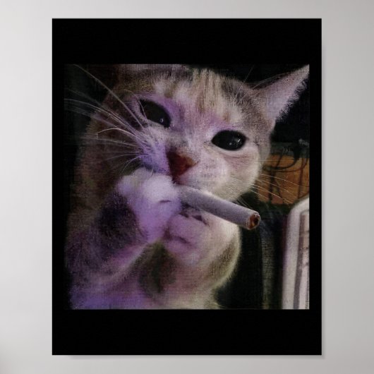 Poster Fumer drôle Chat, Cigarette Kitty Gen Z Mème, Chat (Devant)