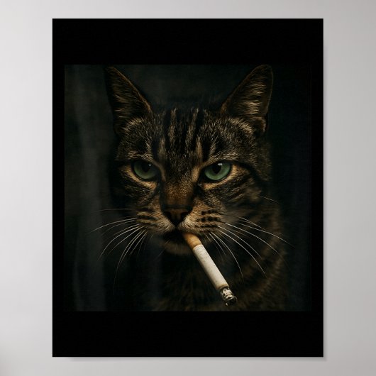 Poster Fumer drôle Chat, Cigarette Kitty Gen Z Mème, Chat (Devant)