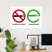 Poster Fumer interdit. Vapage autorisé (Bureau à domicile)