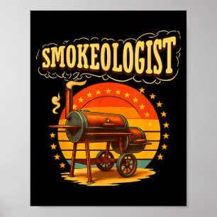 Poster Fumeur de barbecue vintage smokeologist pitmaster