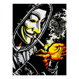 Poster Fumeur mystérieux au masque à capuchon Pop Art