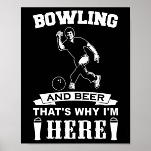 Poster Fun Bowling Team Papa Gift Bowling et Bière