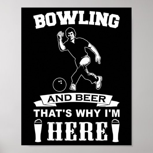 Poster Fun Bowling Team Papa Gift Bowling et Bière (Devant)