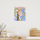 Poster Fun Bubblegum soufflant Giraffe Liquide Swirl Bleu (Cuisine)