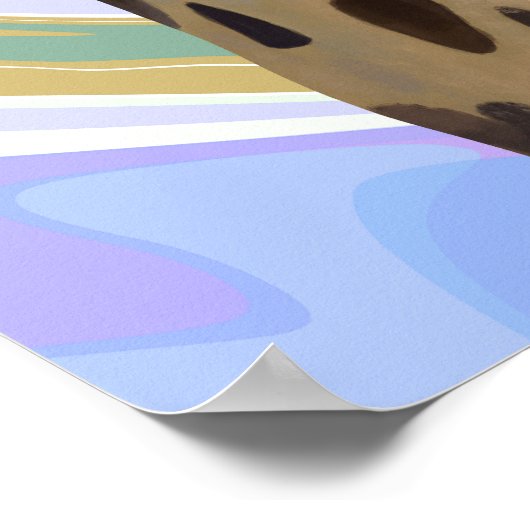 Poster Fun Bubblegum soufflant Giraffe Liquide Swirl Bleu (Coin)