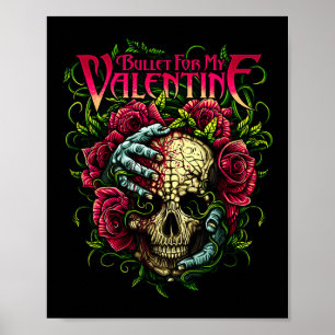 Poster Fun Bullet My Valentine Skull Roses Et Red Blood