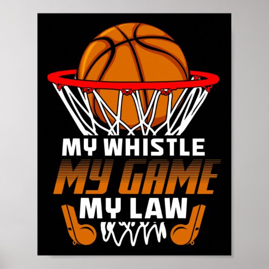 Poster Fun Bysketbyll Citations d'arbitre Cadeau I Hoops (Devant)