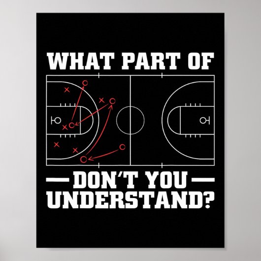 Poster Fun Bysketbyll Coach Pour Hommes Femmes Diagramme  (Devant)