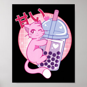Poster Fun Chat Boba Tea Bubble Tea Anime Kawaii Gift Gir