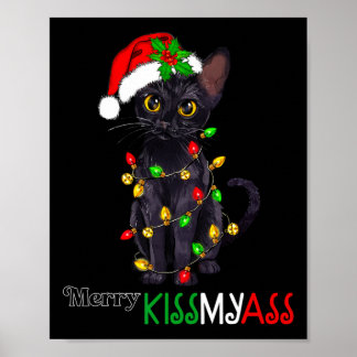 Poster Fun Chat Noir Merry Kissmyass Xmas Pyjamas Chritue