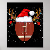 Poster Fun Christmas Football Ball Santa Hat Reindeer Xma (Devant)