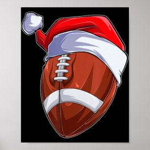 Poster Fun Christmas Football Ball Santa Hat Sport Noël