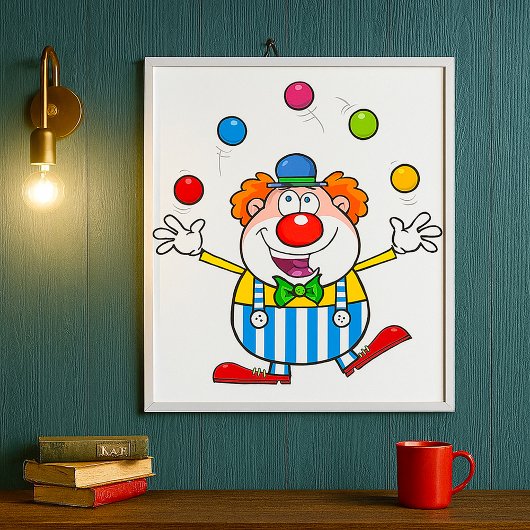 Poster Fun Circus Clown Jongler des balles