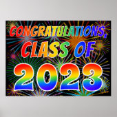 Poster Fun "CLASSE DE 2023" Félicitations (Fireworks) (Devant)
