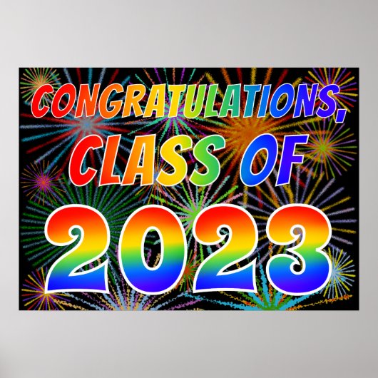 Poster Fun "CLASSE DE 2023" Félicitations (Fireworks) (Devant)