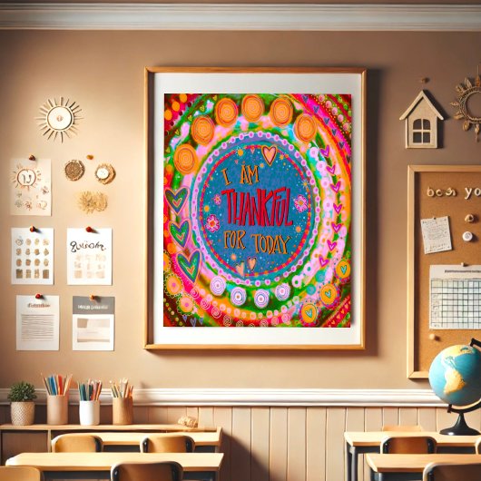 Poster Fun Colorful Thankful pour aujourd'hui Inspirivity