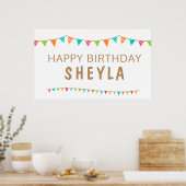 Poster Fun Coussin coloré drapeaux Joyeux fête d'annivers (Cuisine)