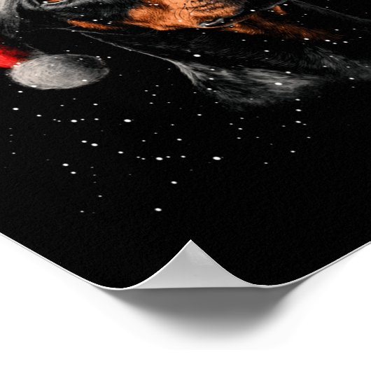 Poster Fun Doberman Dog Christmas Lights Santa Hat Long S (Coin)