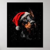 Poster Fun Doberman Dog Christmas Lights Santa Hat Long S (Devant)
